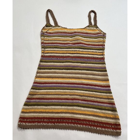 She Made Me Rahi Crochet Mini Dress in Taupe Brown - Picture 8 of 9